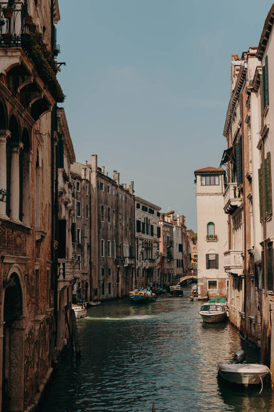 The beautiful, sunny streets of Venice, ancient buildings, canals and roofs