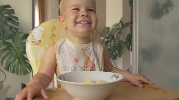 Cute little boy is smiling and laughing — Stock Video