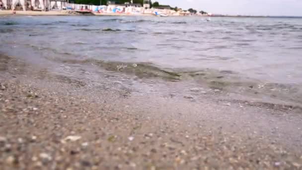Seashore Golven Heldere Zonnige Zomerdag Zwarte Zee Odessa Oekraïne — Stockvideo