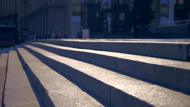 Escaleras Granito Cerca Edificios City Life People Europa Ucrania Maidan — Vídeos de Stock