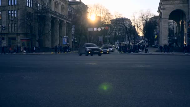Europa Ukraina Kiev Khreshchatyk Street April 2018 Transport Fordon Bilar — Stockvideo