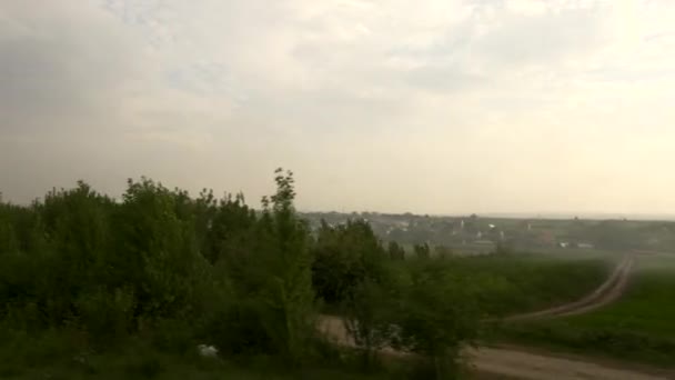 Pohled Otevřeného Okna Vagónu Cestování Železnici Celé Evropě Stromy Pole — Stock video