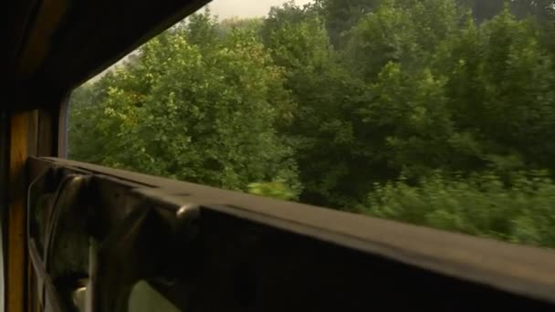 세기의 열차는 유럽을 횡단하는 철도를 구름으로 환경을 시킨다 마차가 창문을 — 비디오