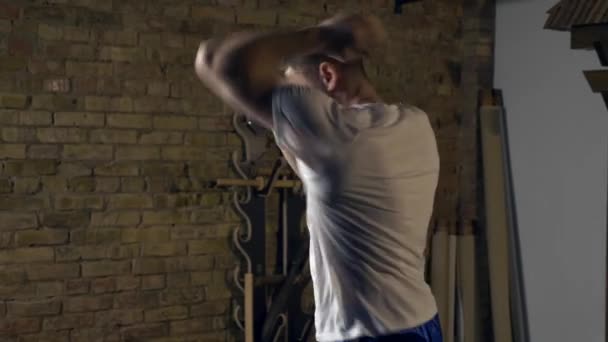 Boxer Fighter Training Schlägt Hand Furious Punches Workout Feurige Faustschläge — Stockvideo
