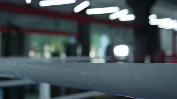 Boxing Ring Kötelek Homályos Háttér Urban Gym — Stock videók