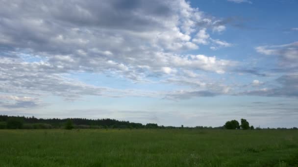 Cielo Dramático Nubes Lluviosas Pesadas Sobre Camino Rural Campo Junto — Vídeos de Stock