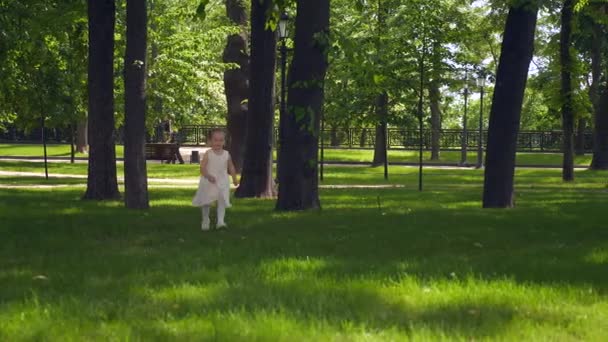 Ευτυχισμένο Παιδί Τρέχει Χέρια Της Μητέρας Αγκαλιάζει Χαρούμενα Θετικά Συναισθήματα — Αρχείο Βίντεο