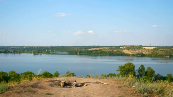 Fiume Dnieper Vicino Alla Città Dnipro Ucraina Vista Panoramica Dalla — Video Stock