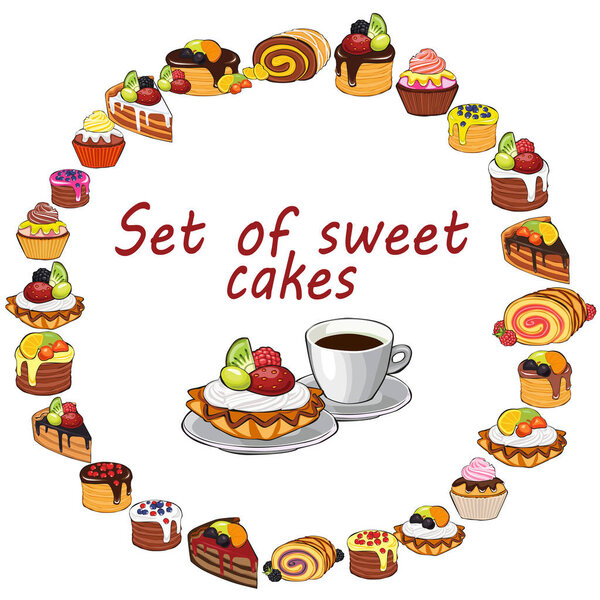 Сладкие торты на белом фоне
.