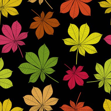 Siyah arkaplanda sonbahar yaprakları