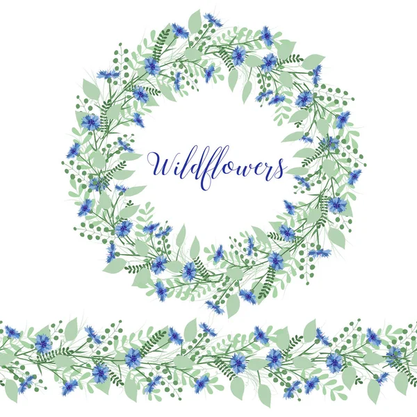 A grinalda de flores de milho flores em um fundo branco. Elemento de decoração . — Vetor de Stock