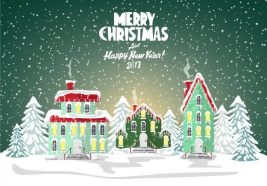 neşeli Noel kartı. vektör çizim. Yeni Yılınız Kutlu Olsun