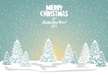 neşeli Noel kartı. vektör çizim. Yeni Yılınız Kutlu Olsun