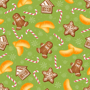 Noel arka plan gingerbread ve mandalina dilimleri ile.