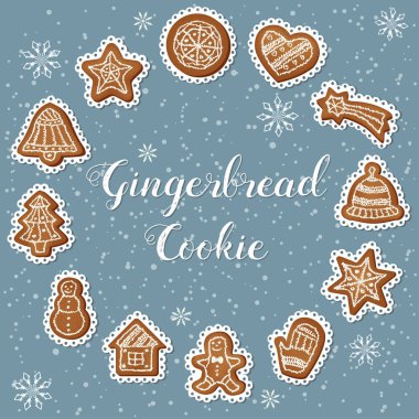 Set gingerbread çerezleri buzlanma ile.