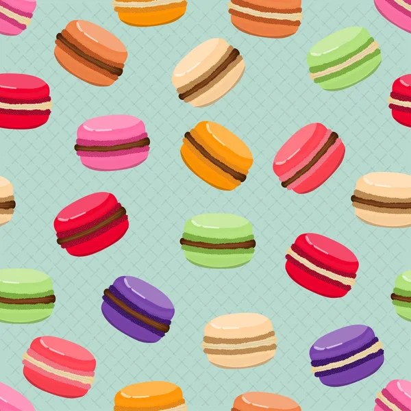 Mignon motif sans couture avec des macarons. Des bonbons français. Modèle . — Image vectorielle