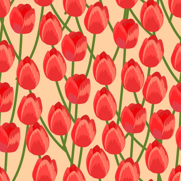 Fondo sin costuras con tulipanes. Patrón . — Archivo Imágenes Vectoriales