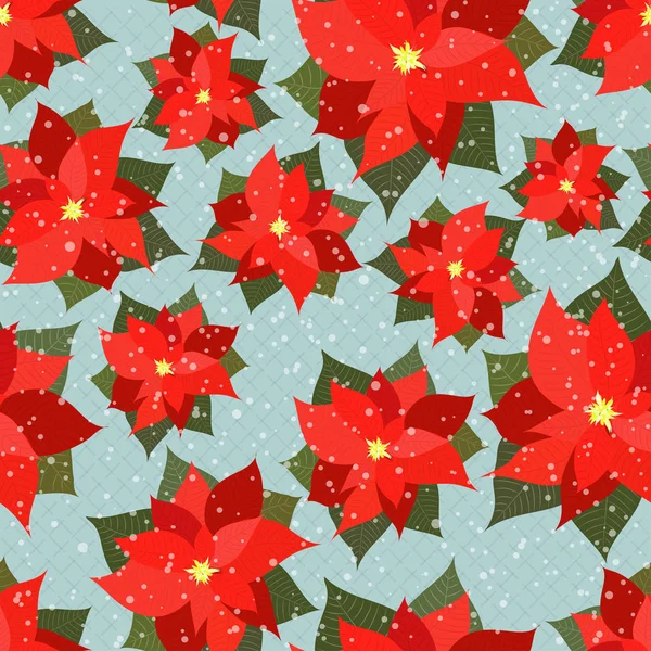 Boże Narodzenie kwiat - puansetiya. Bezszwowe tło. — Wektor stockowy