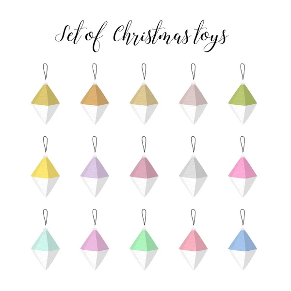Noel oyuncaklar İskandinav tarzında kümesi. Farklı renkler. — Stok Vektör