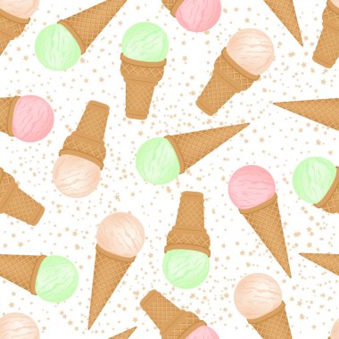 Dondurma koni farklı renkteki sorunsuz arka plan.
