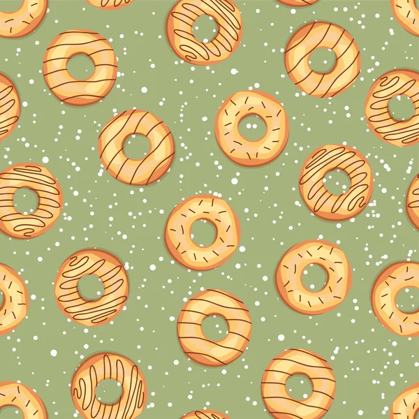 Donuts doces sem costura no esmalte. Padrão . — Vetor de Stock