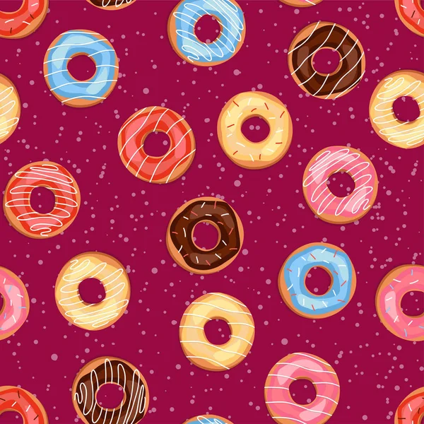Nahtlose süße Donuts in die Glasur. Muster. — Stockvektor