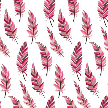 Sorunsuz geçmiş vintage tüyleri ile. Boho tarzı. Desen.