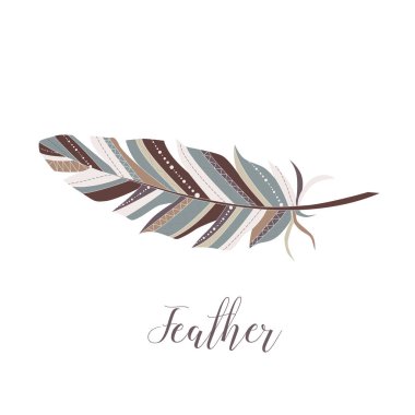 Beyaz bir arka plan üzerinde el çekilmiş tüy.