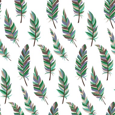 Sorunsuz geçmiş vintage tüyleri ile. Boho tarzı. Desen.