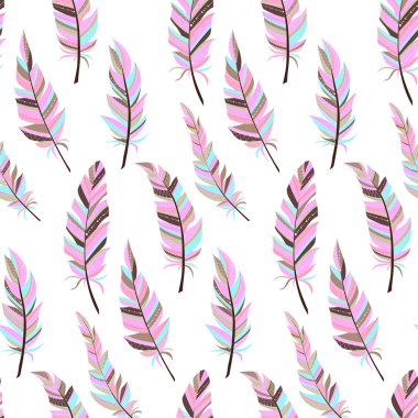 Sorunsuz geçmiş vintage tüyleri ile. Boho tarzı. Desen.