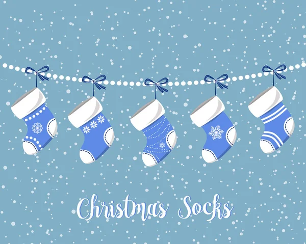 Cute Christmas Socks set - vector Illustration — Stock Vector