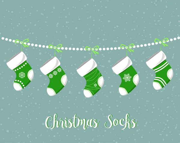 Lindo conjunto de calcetines de Navidad - vector de ilustración — Vector de stock