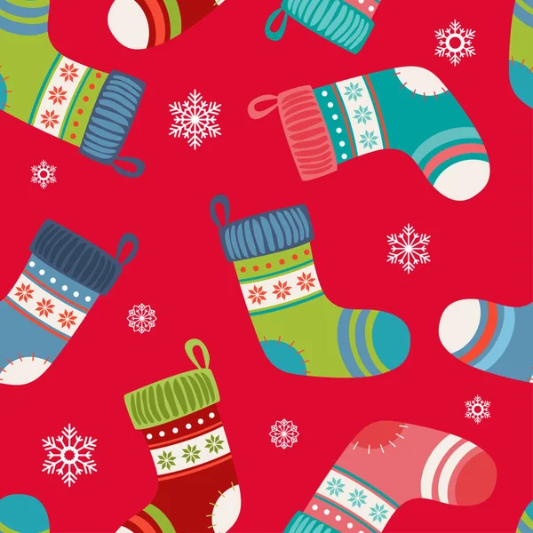 Padrão de meias de Natal bonito - Ilustração vetorial — Vetor de Stock
