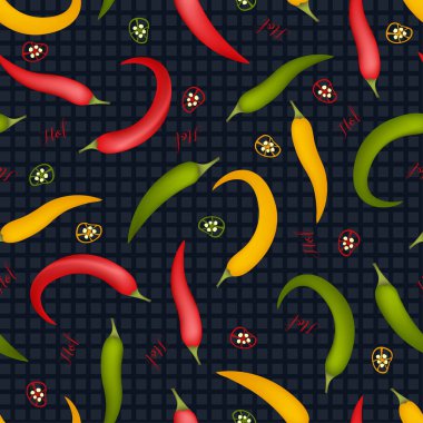 Kırmızı sıcak biber tohumları ile sorunsuz arka plan. Desen.