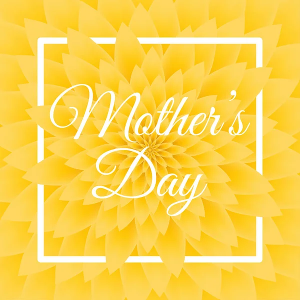 Glücklicher Muttertag - schöne Grußkarte mit gelben Chrysanthemen im Hintergrund. — Stockvektor