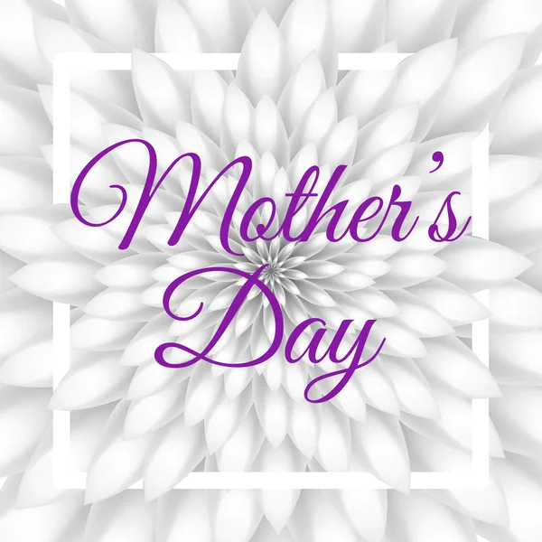 Glücklicher Muttertag - schöne Grußkarte mit weißer Chrysantheme im Hintergrund. — Stockvektor