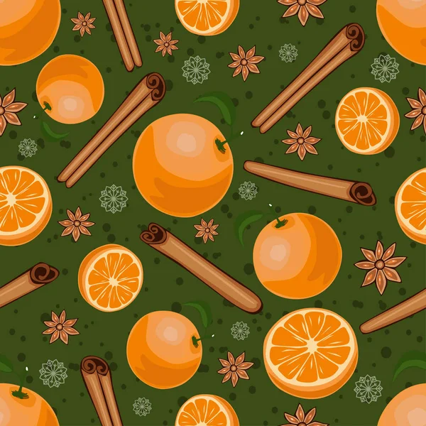 Christmas kış meyvelerle renklendirin. Dekoratif vektör seamless modeli. Mulled şarap tema.