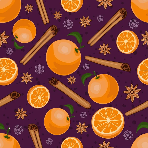 Christmas kış meyvelerle renklendirin. Dekoratif vektör seamless modeli. Mulled şarap tema.