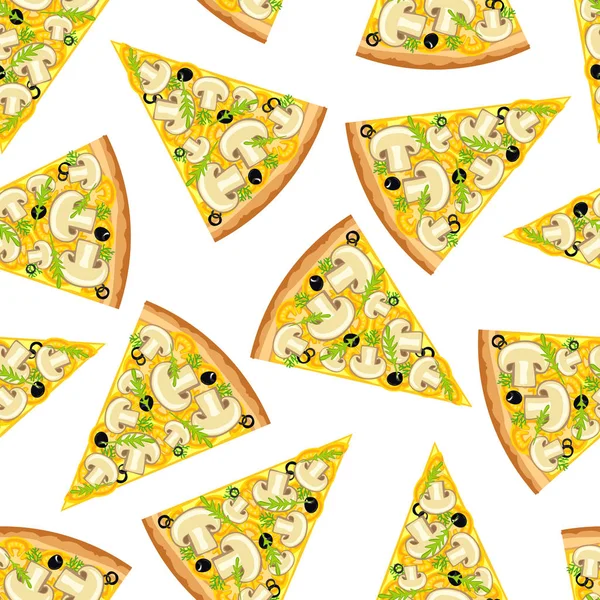 Fondo sin costuras de rebanadas de pizza sabrosa . — Vector de stock