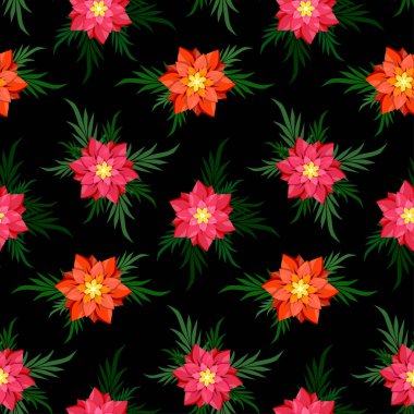 Siyah bir arka plan üzerinde sorunsuz çiçekler.