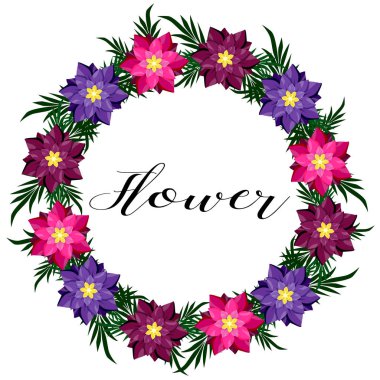 Beyaz bir arka plan üzerinde çiçek çelenk.