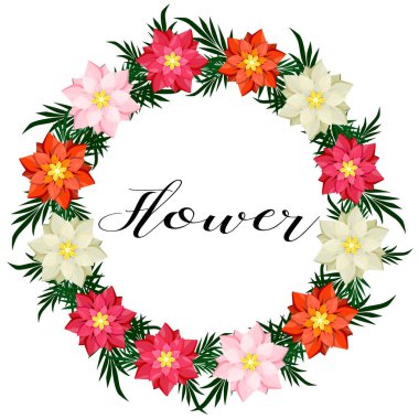 Beyaz bir arka plan üzerinde çiçek çelenk.