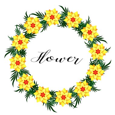 Beyaz bir arka plan üzerinde çiçek çelenk.