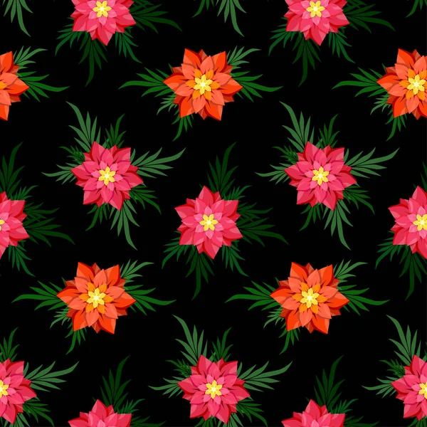 Siyah bir arka plan üzerinde sorunsuz çiçekler.