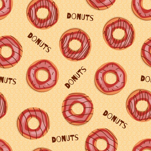 Cute seamless background of sweet donuts. Pattern — Stock Vector