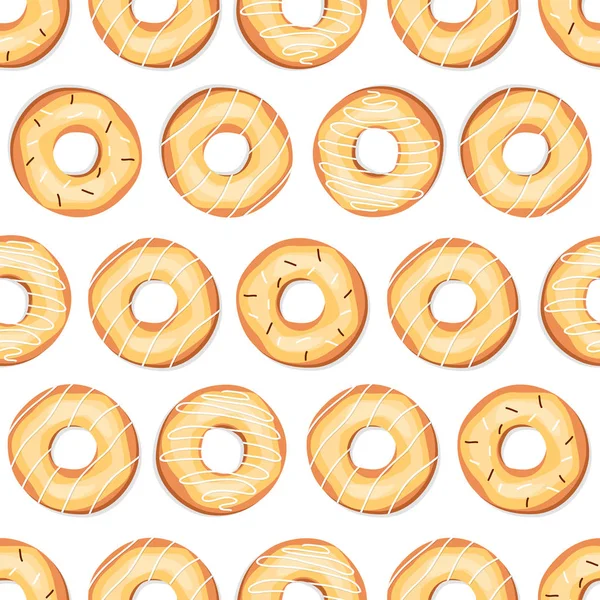 Niedlichen nahtlosen Hintergrund von süßen Donuts. Muster — Stockvektor