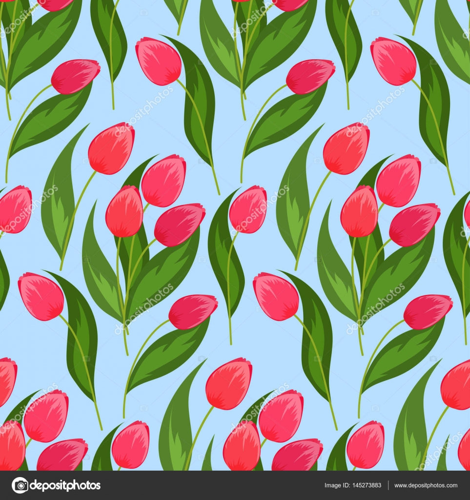 Plano De Fundo Sem Emenda De Flores Da Primavera Padrao De Tulipas Vetor De Stock C Bukharina 145273883