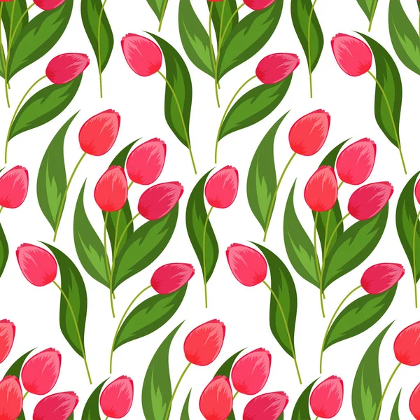 Fond sans couture de fleurs de printemps. Modèle de tulipes. — Image vectorielle