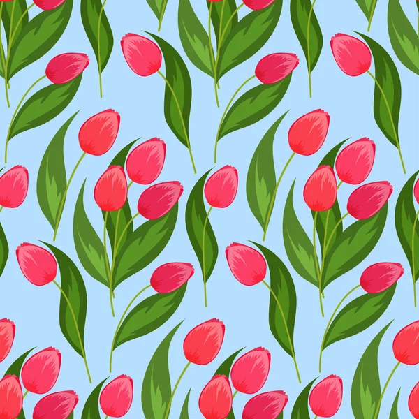Seamless background from spring flowers. Pattern of tulips. — Stock Vector
