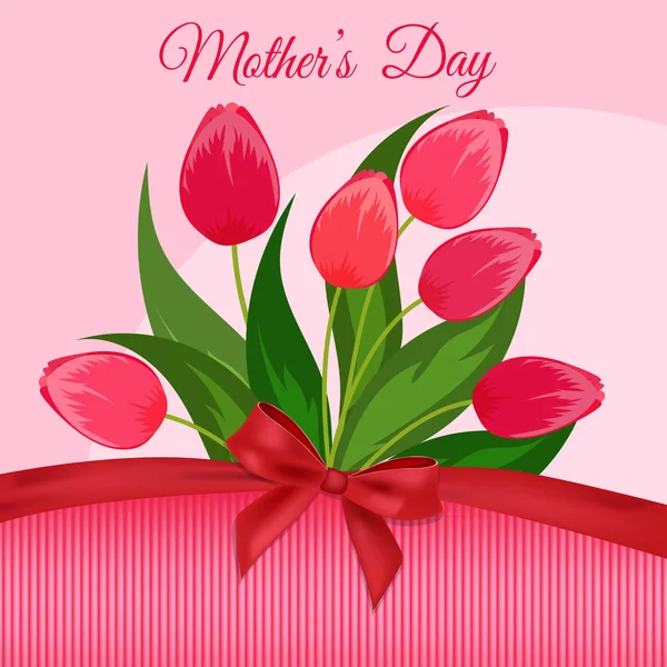Szczęśliwy dzień matki. Pocztówka z tulipany wiosna. — Wektor stockowy